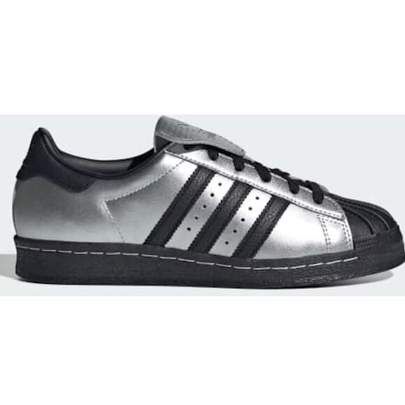 Adidas Superstar 82, Metallic Silver/Black, W9.5, New in Box - Picture 2 of 4